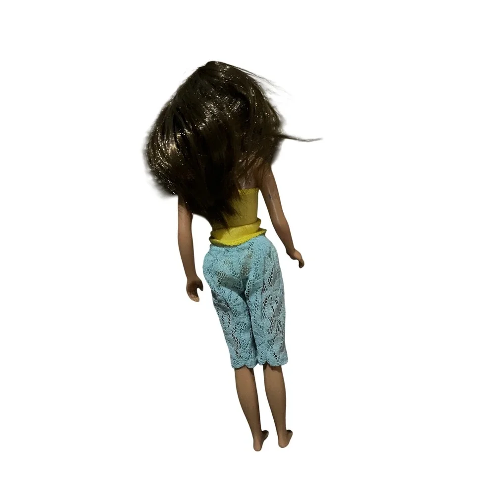 Vintage 1960s Mattel Skipper Doll Brunette Blue Eyes Yellow Top Blue Lace Pants